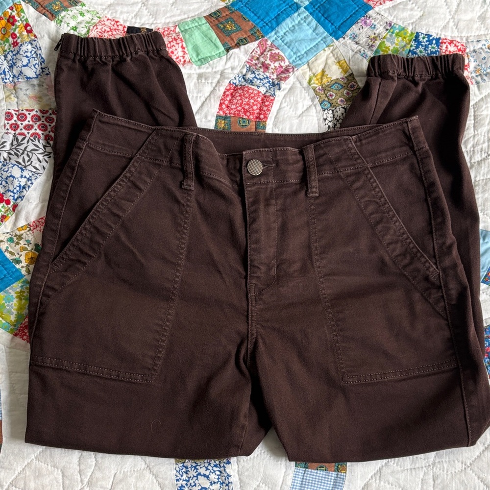 CAbi Brown High-Waist Utility Pants